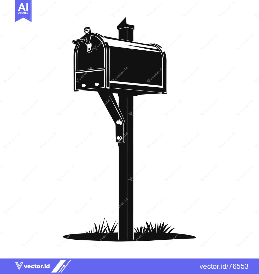 Premium Vector dari Black and White Silhouette of a Mailbox on a Post