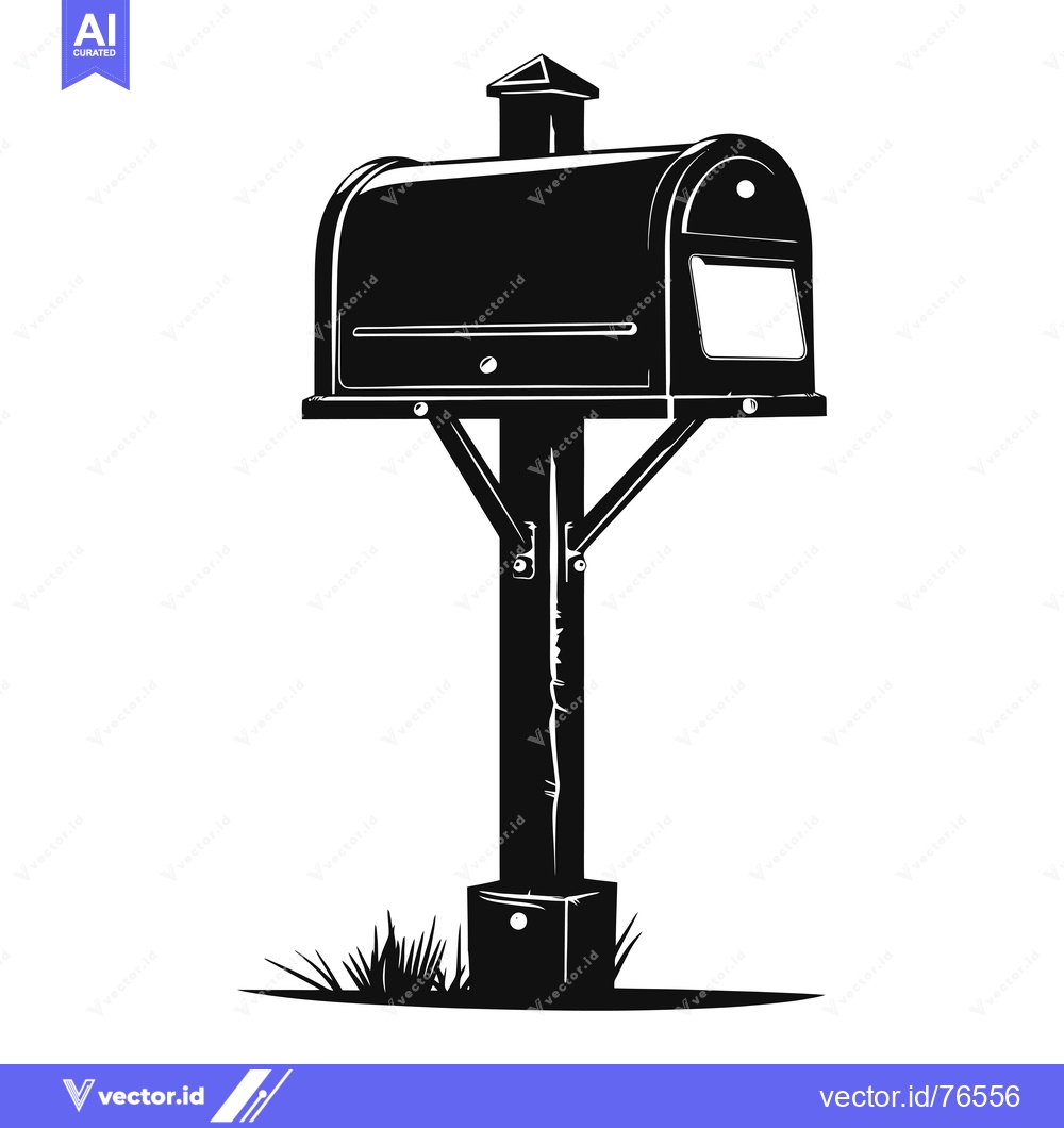 Premium Vector of Black and White Silhouette of a Traditional Mailbox