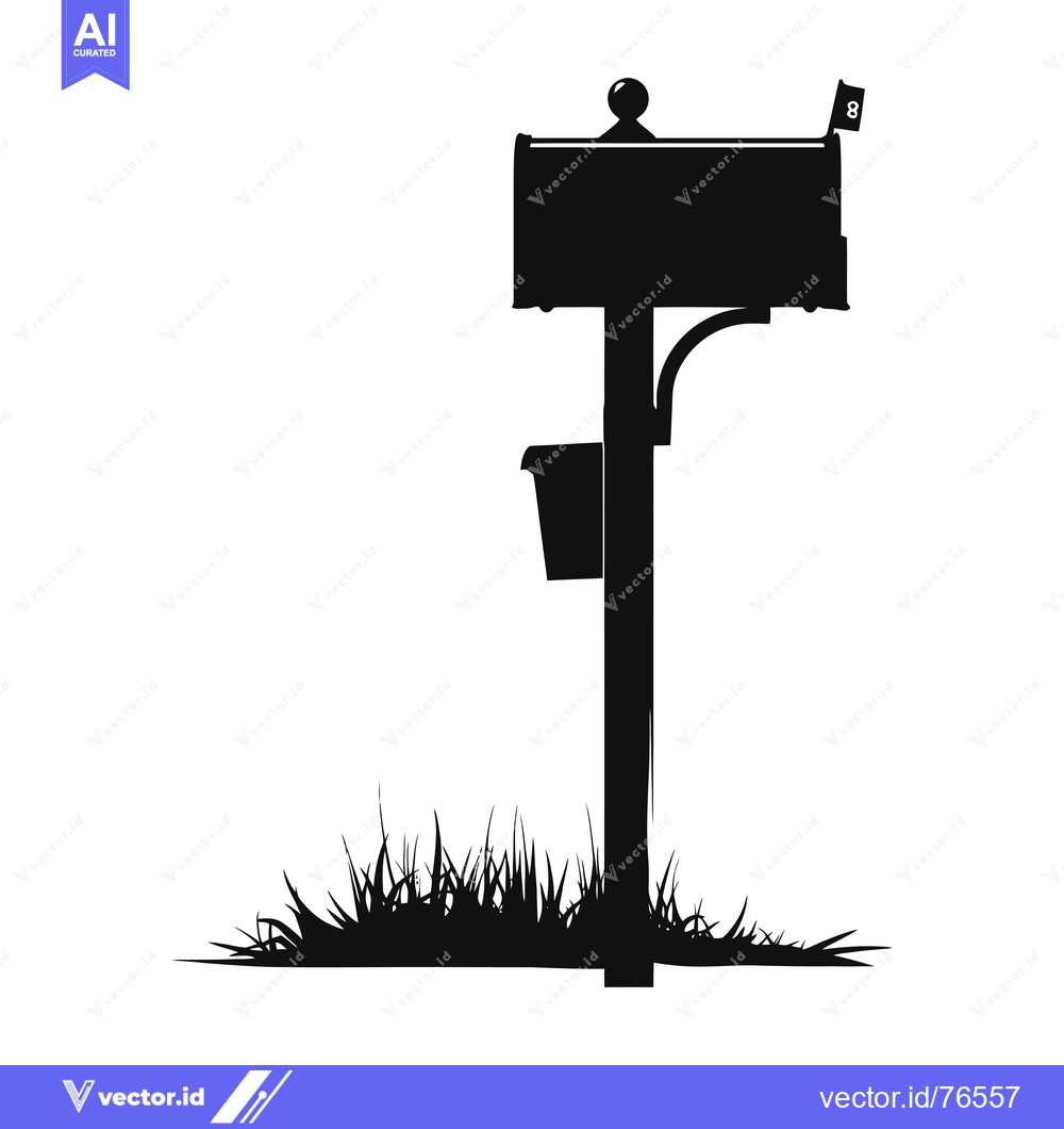 Premium Vector of Silhouette of a Mailbox with Grass and a Number 8