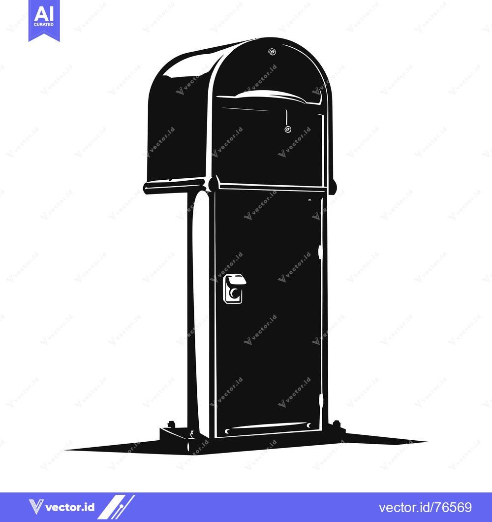 Premium Vector of A Silhouette of a Traditional Mailbox with a Flag