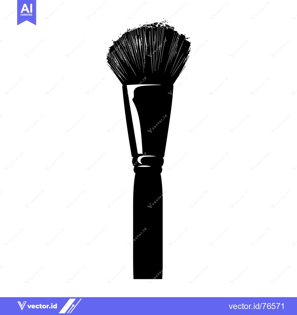 Premium Vector of Black and White Silhouette of a Makeup Brush