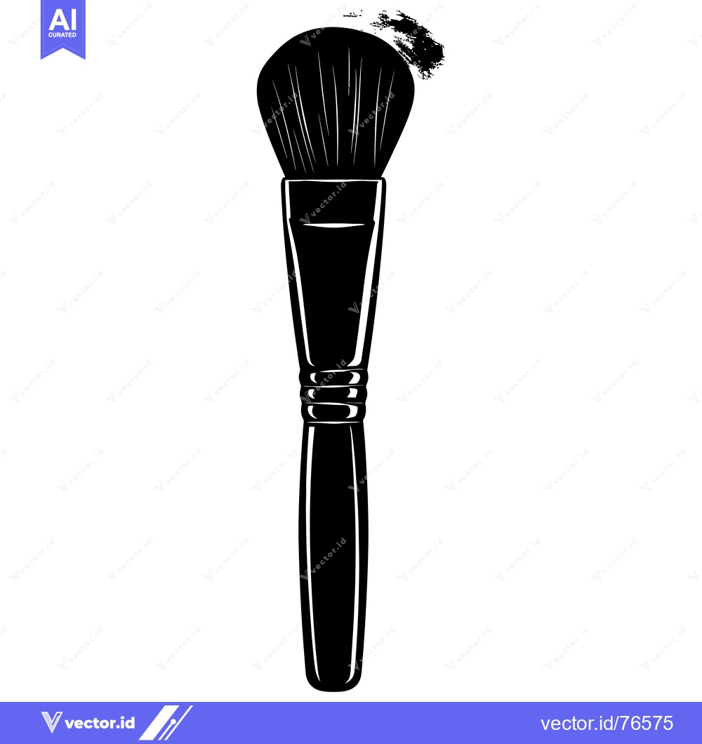 Premium Vector of Black and White Illustration of a Makeup Brush with a Smudge of Makeup