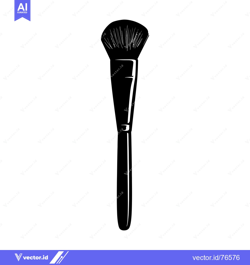 Premium Vector of A Black and White Silhouette of a Makeup Brush