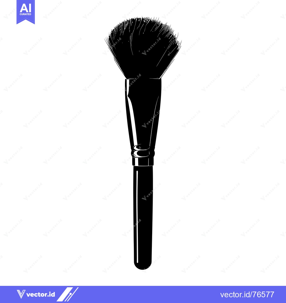 Premium Vector of Black and White Silhouette of a Makeup Brush