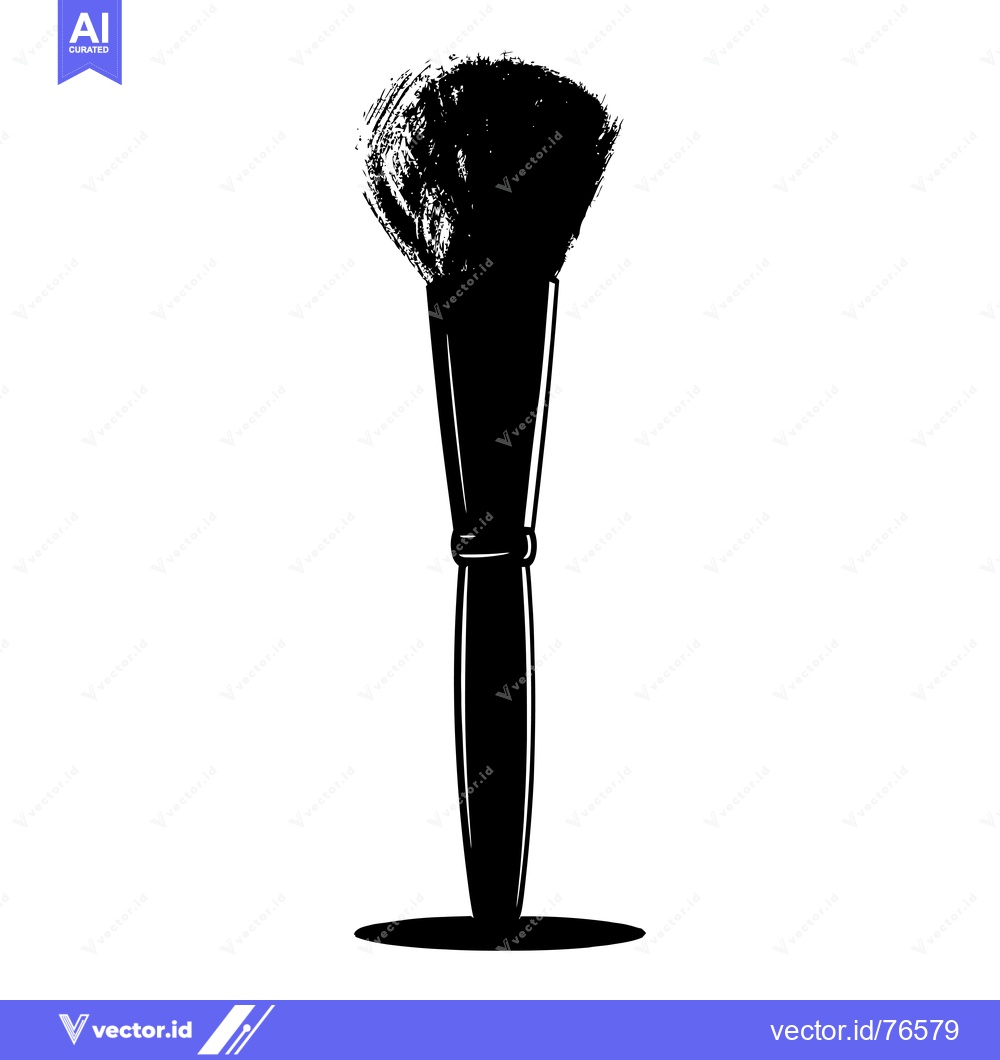 Premium Vector of Black and White Silhouette of a Makeup Brush