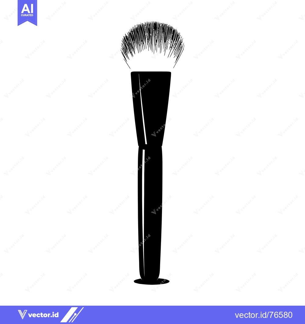 Premium Vector of Black and White Silhouette of a Makeup Brush