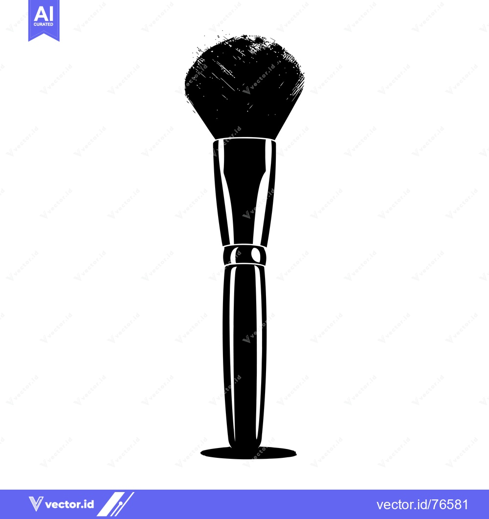 Premium Vector of Black and White Silhouette of a Makeup Brush