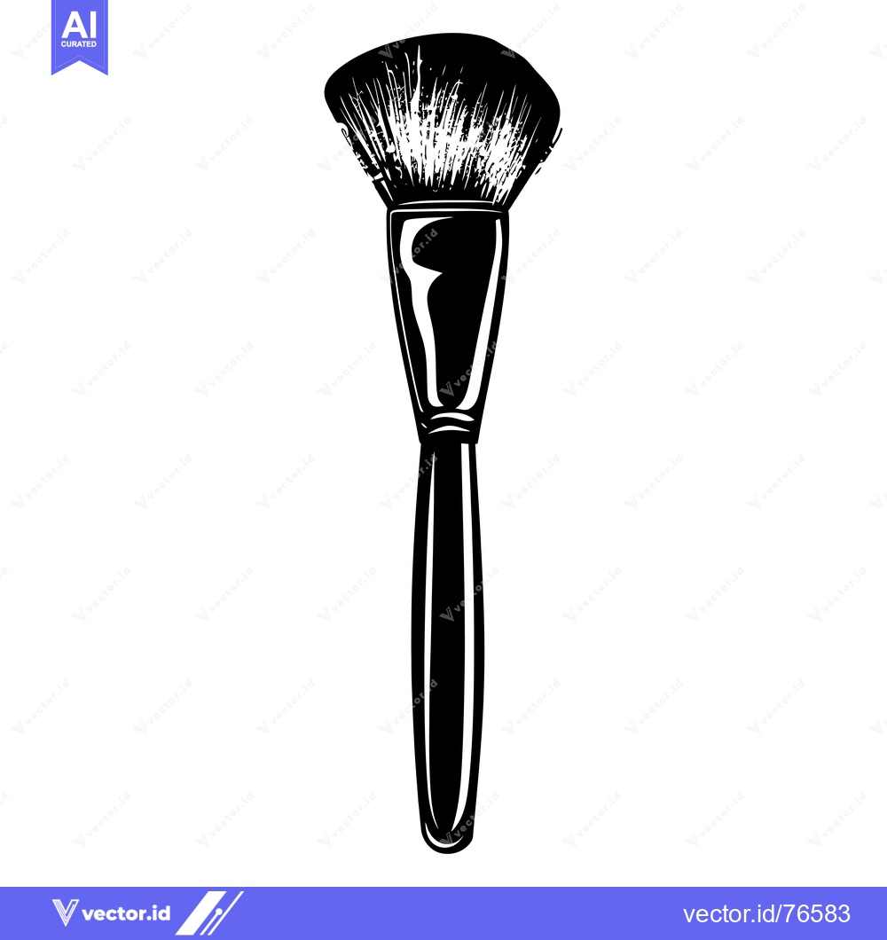 Premium Vector dari Black and White Illustration of a Makeup Brush