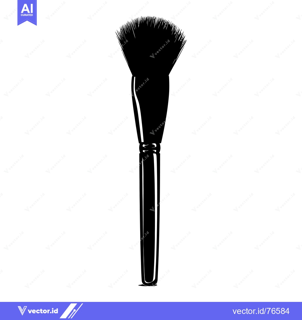 Premium Vector of Black and White Silhouette of a Makeup Brush