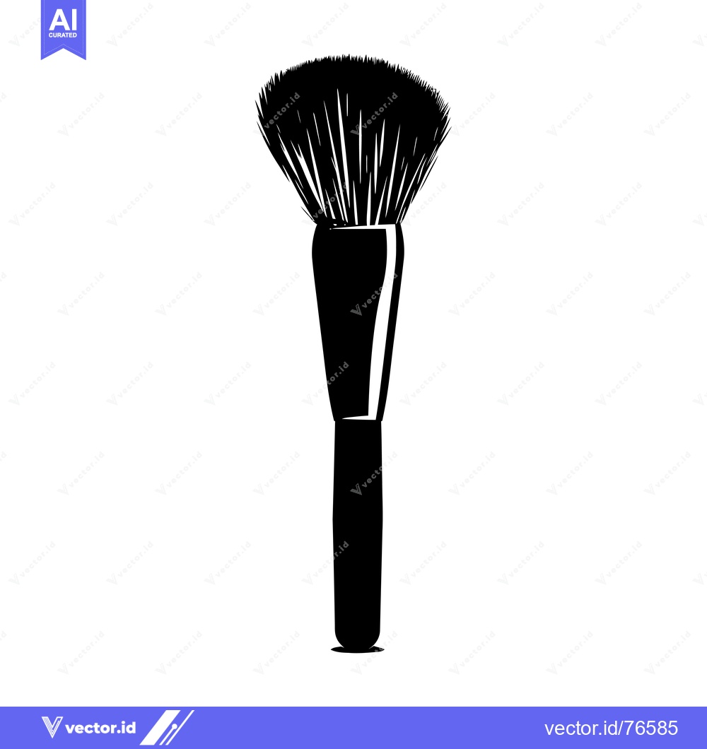 Premium Vector of Black and White Silhouette of a Makeup Brush