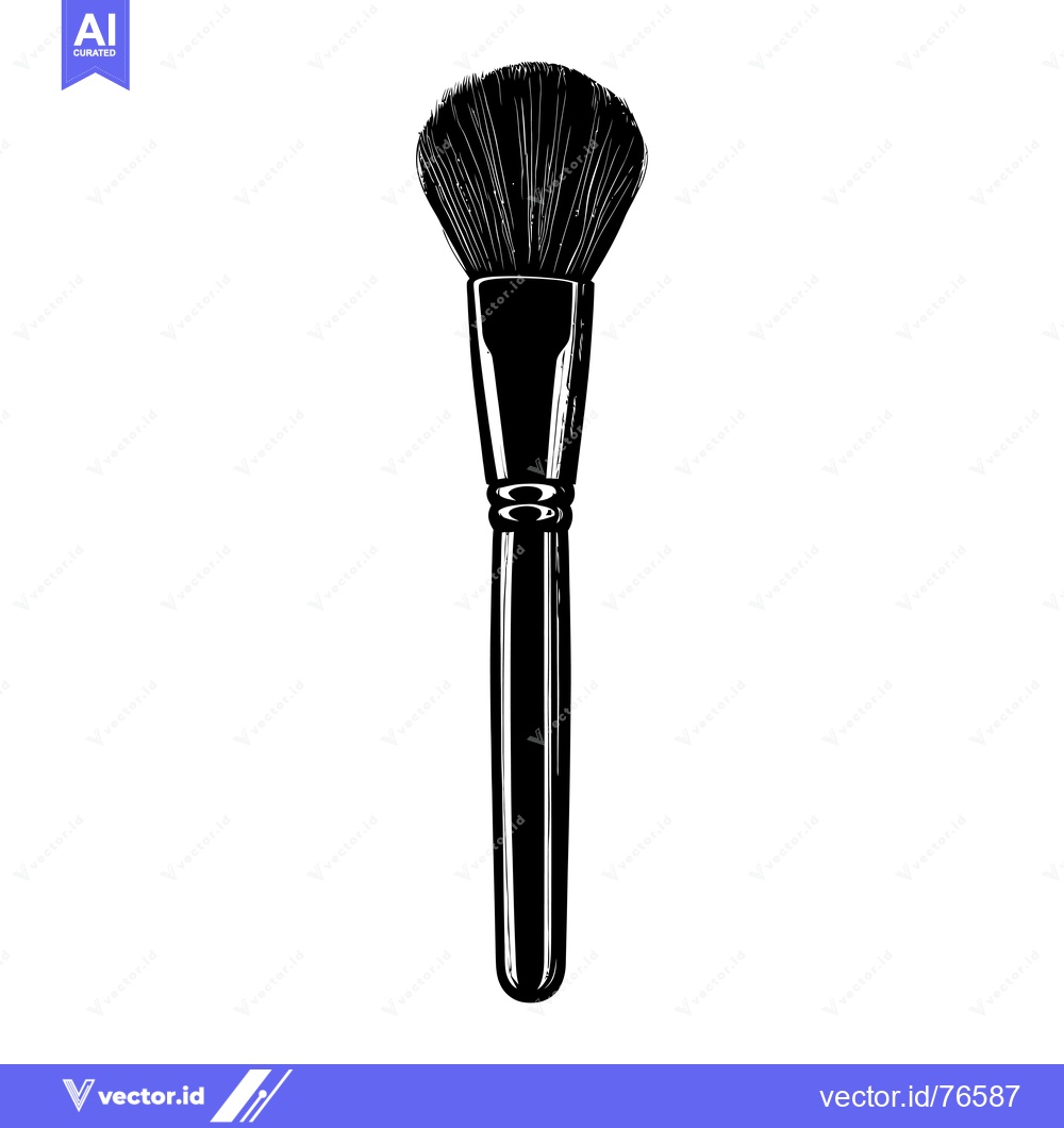 Premium Vector dari Black and White Illustration of a Makeup Brush
