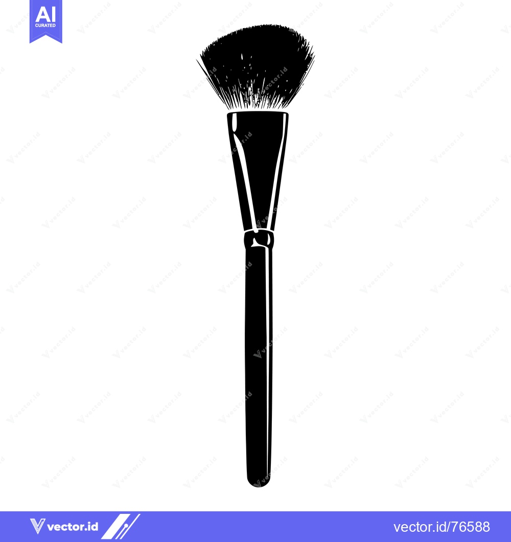 Premium Vector of Black and White Silhouette of a Makeup Brush