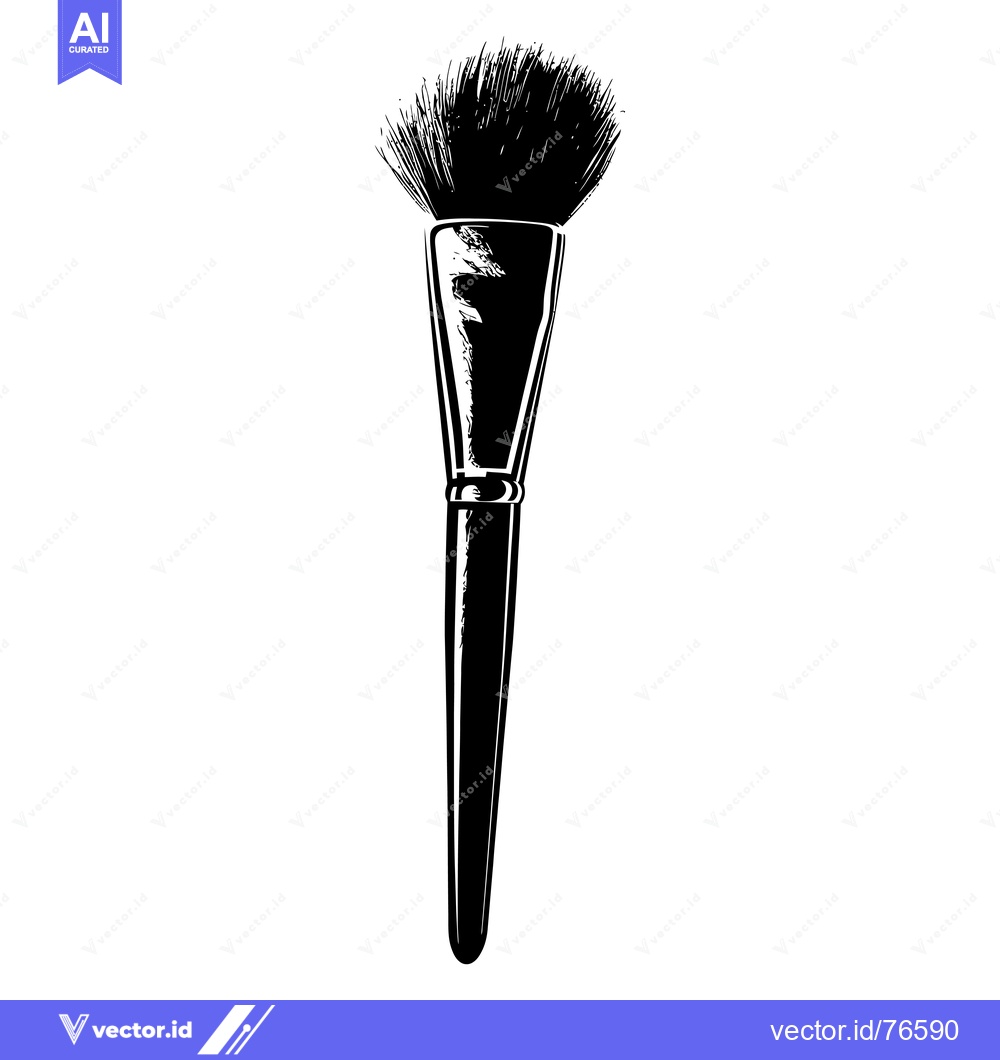 Premium Vector of Black and White Silhouette of a Makeup Brush