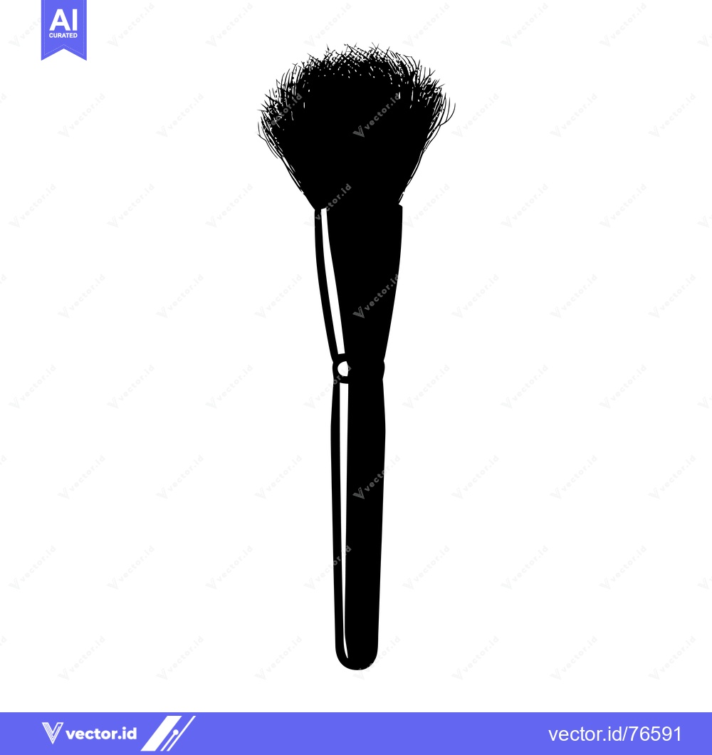 Premium Vector of Black and White Silhouette of a Makeup Brush