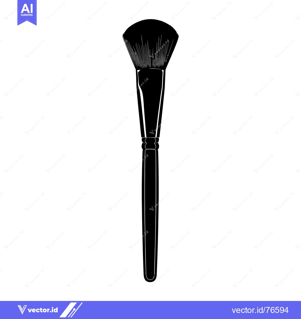 Premium Vector of Black and white silhouette of a makeup brush