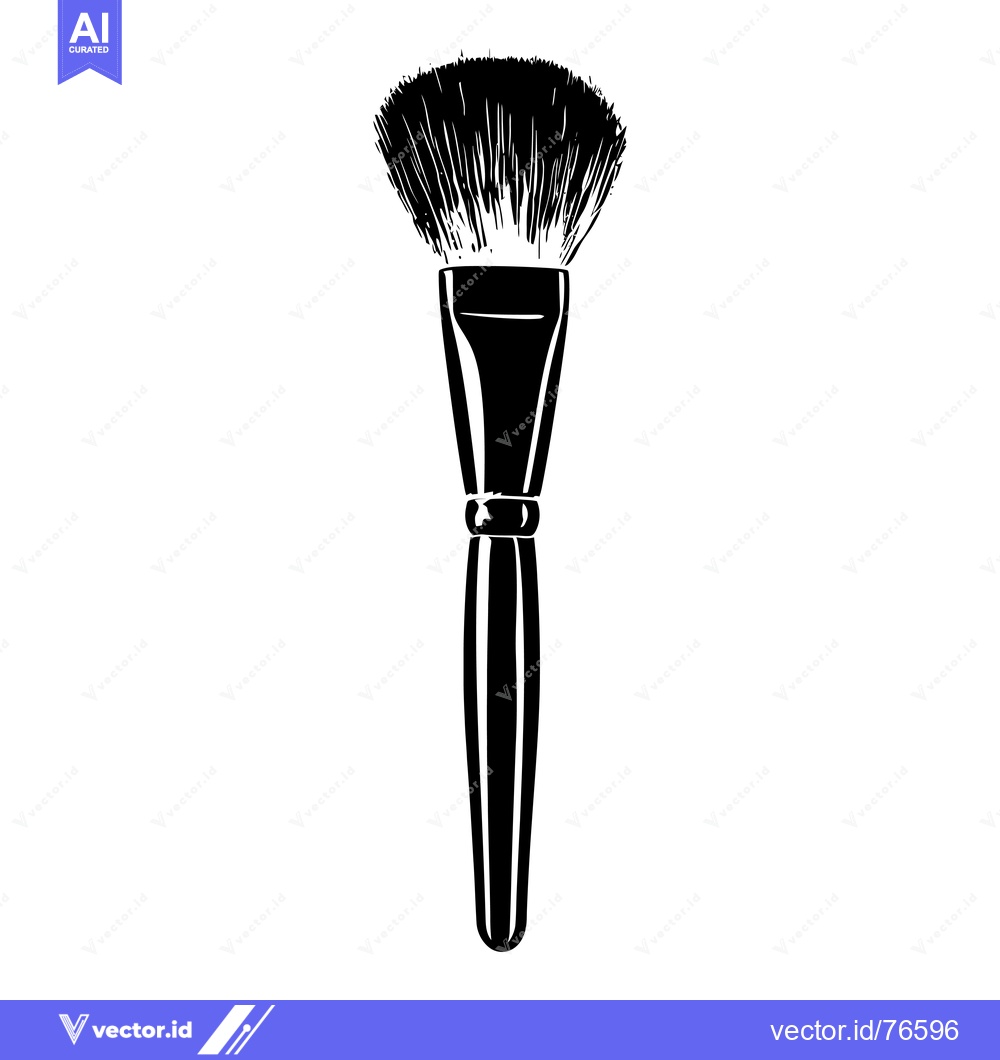 Premium Vector of Black and White Silhouette of a Makeup Brush