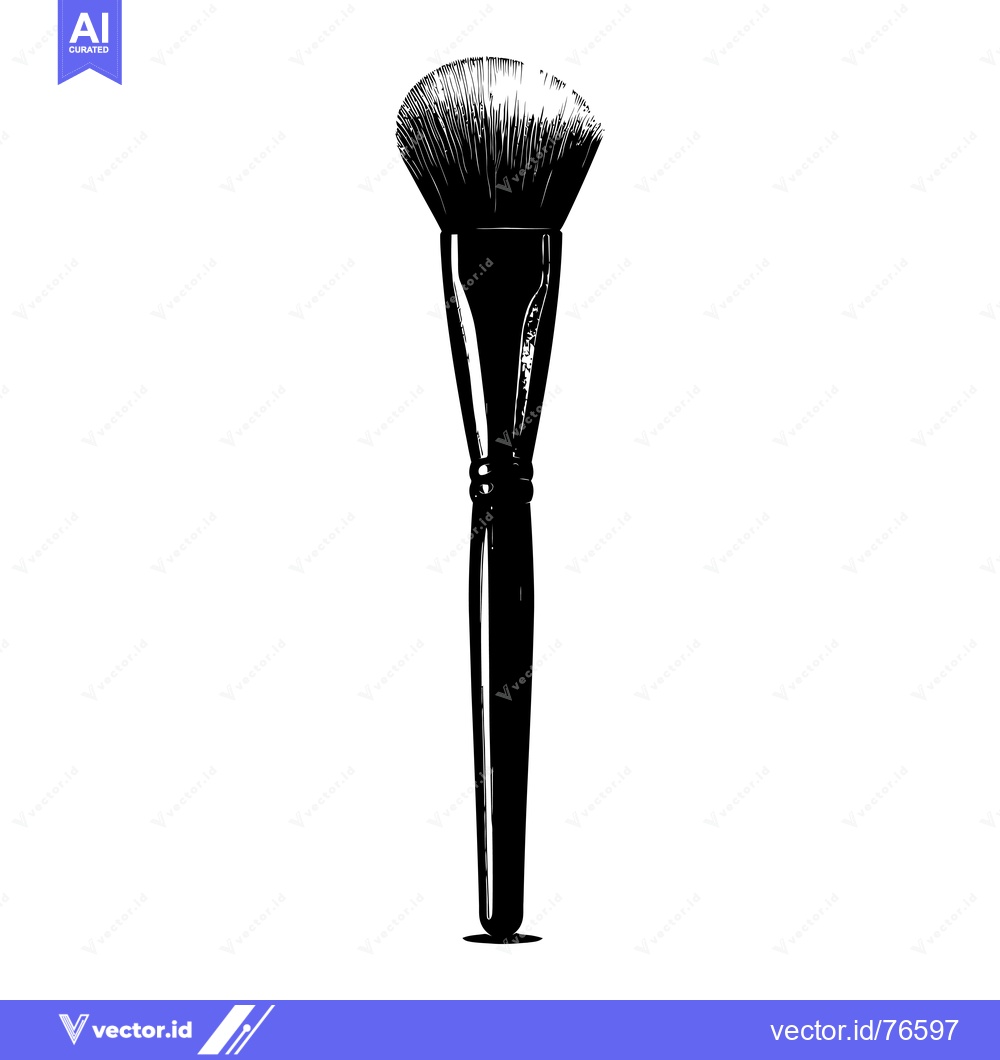 Premium Vector dari Black and White Illustration of a Makeup Brush