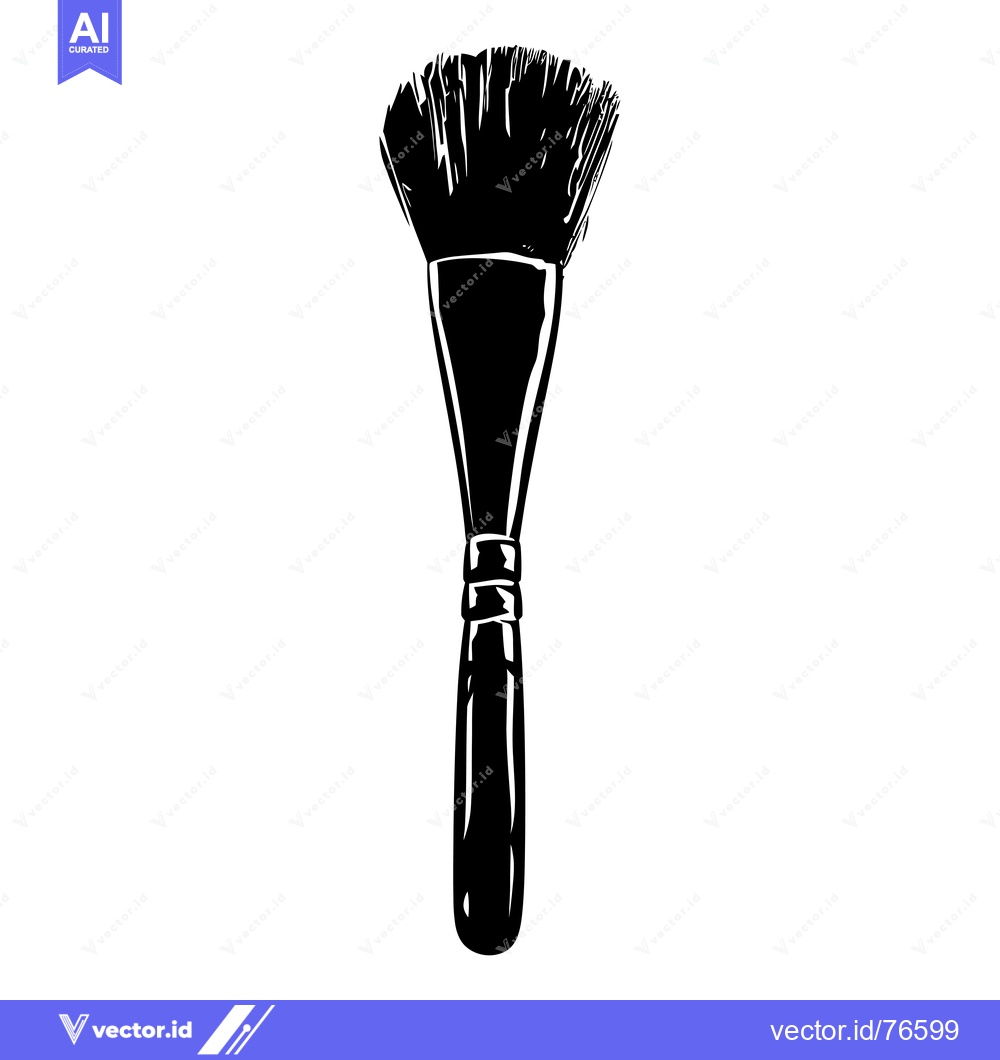 Premium Vector of Black and White Silhouette of a Makeup Brush