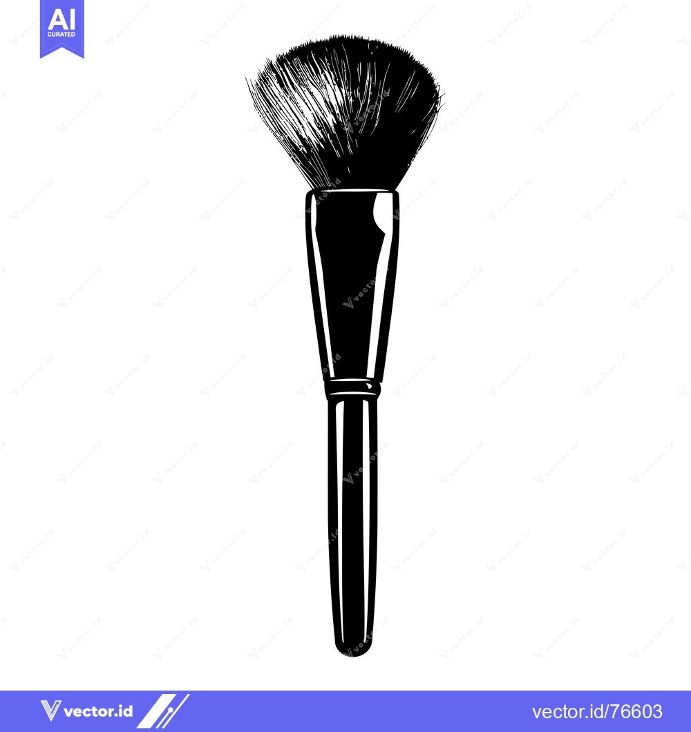 Premium Vector dari Black and White Illustration of a Makeup Brush