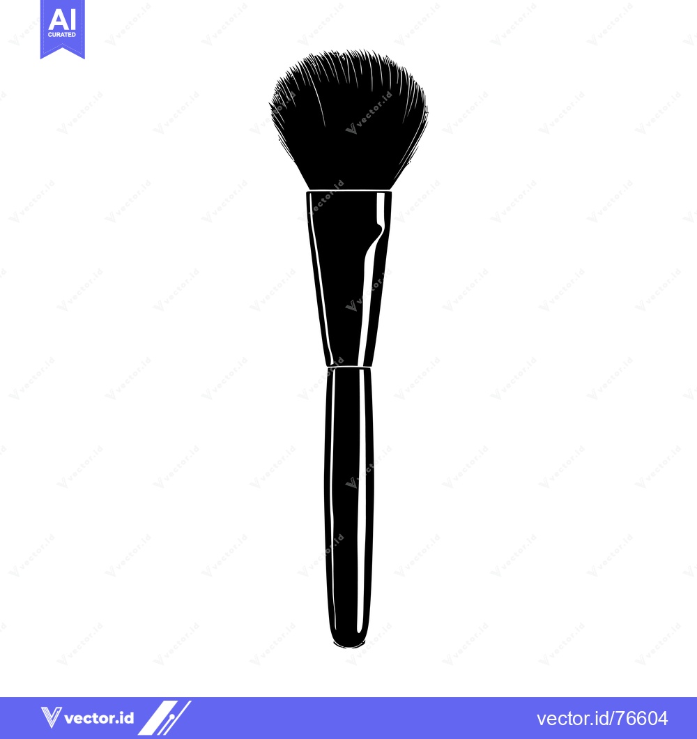 Premium Vector dari Black and white silhouette of a makeup brush