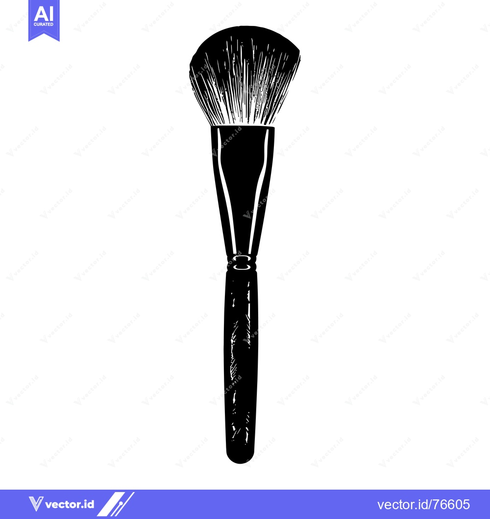 Premium Vector of A Black and White Sketch of a Makeup Brush
