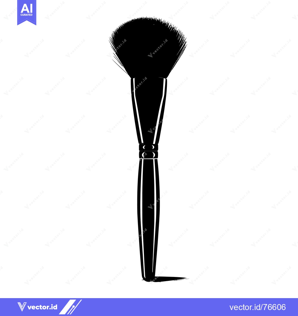 Premium Vector of Black and White Silhouette of a Makeup Brush