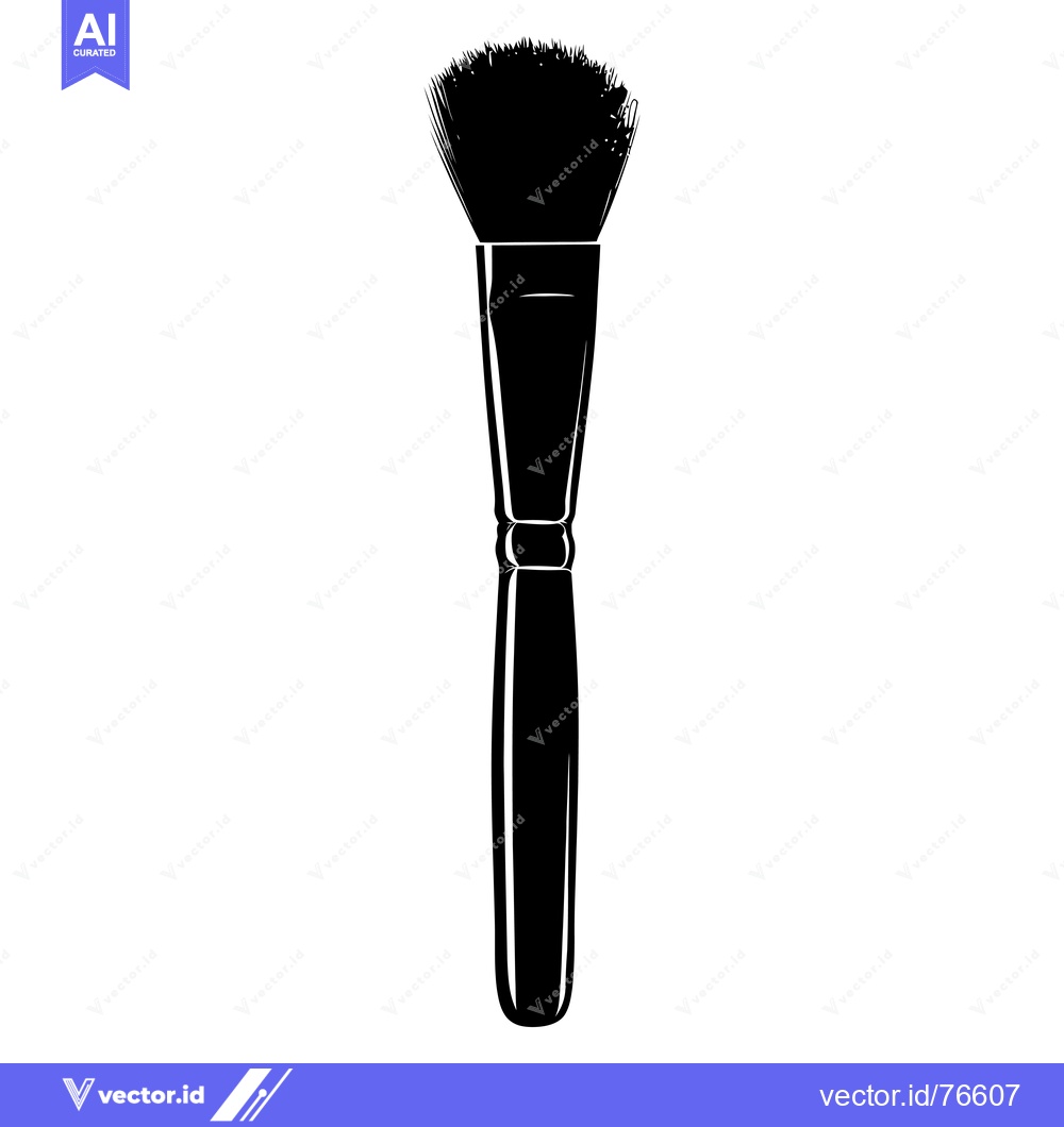 Premium Vector of Black and White Silhouette of a Makeup Brush