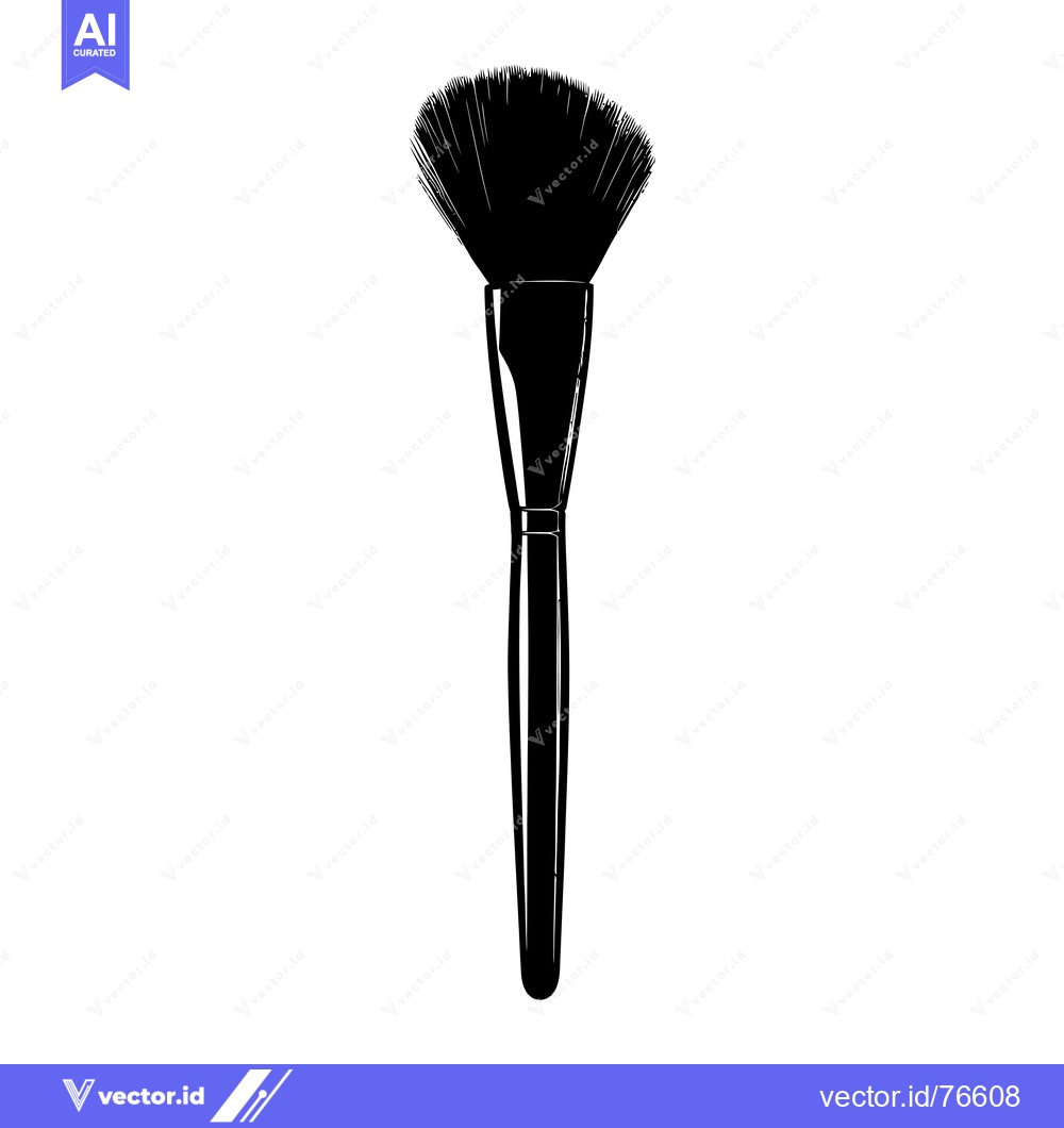 Premium Vector of Black and White Silhouette of a Makeup Brush