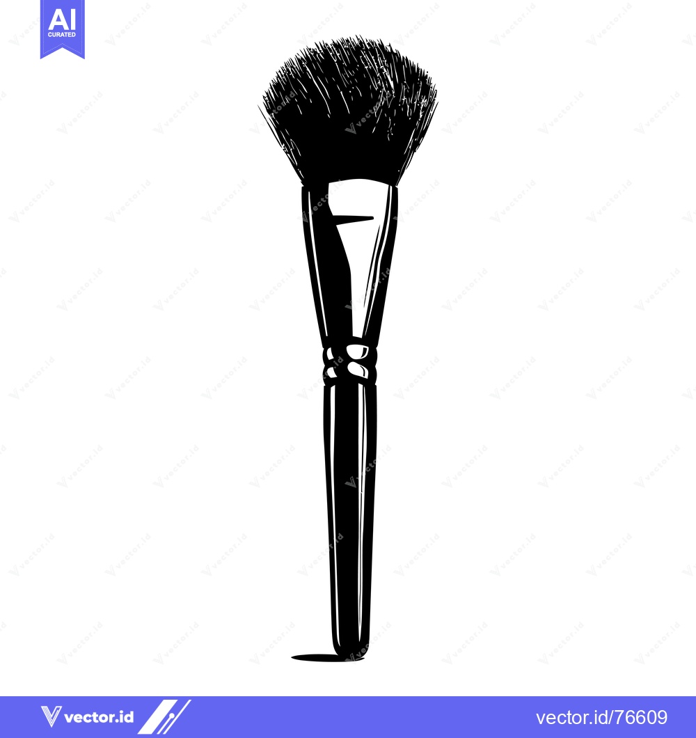 Premium Vector of A Black and White Illustration of a Makeup Brush