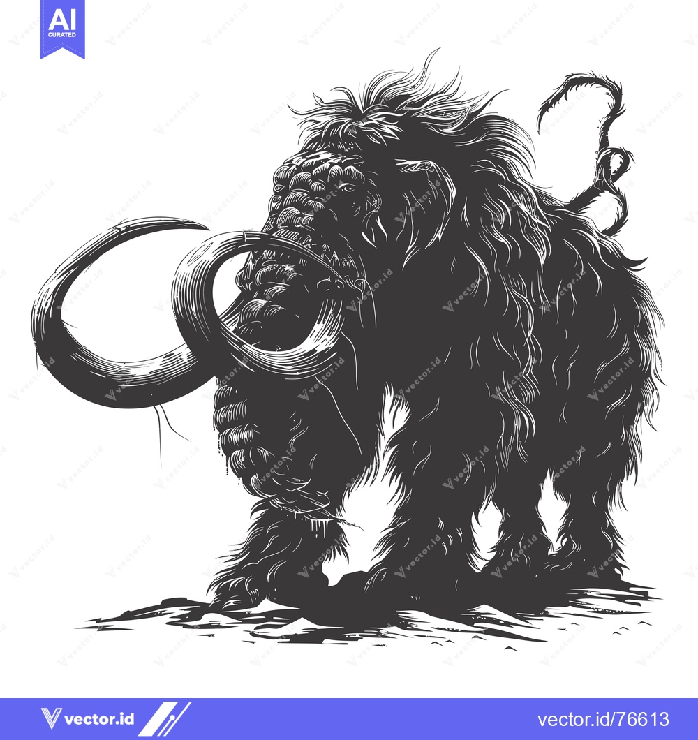 Premium Vector of A Detailed Line Drawing of a Woolly Mammoth