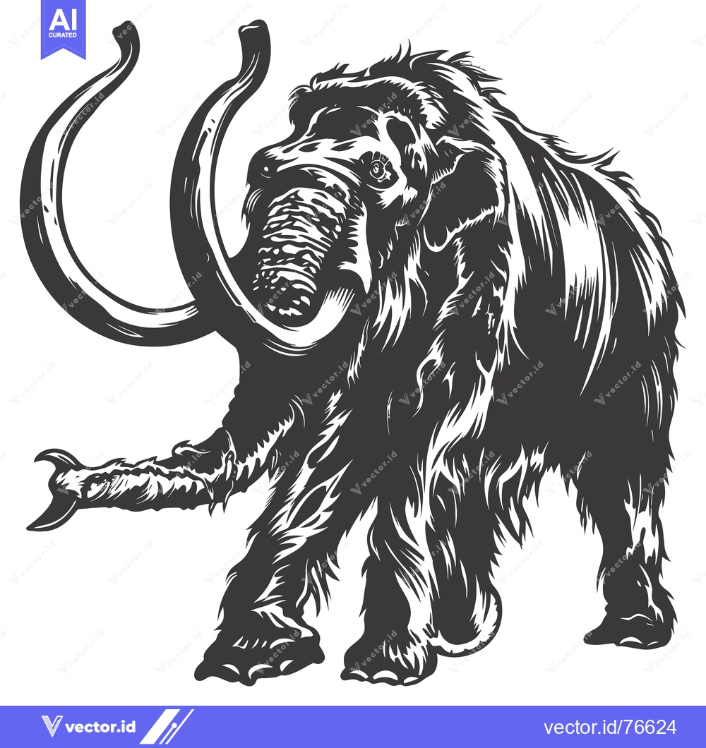 Premium Vector dari A detailed black and white illustration of a mammoth