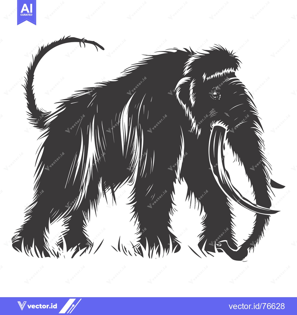 Premium Vector dari A Black and White Illustration of a Woolly Mammoth