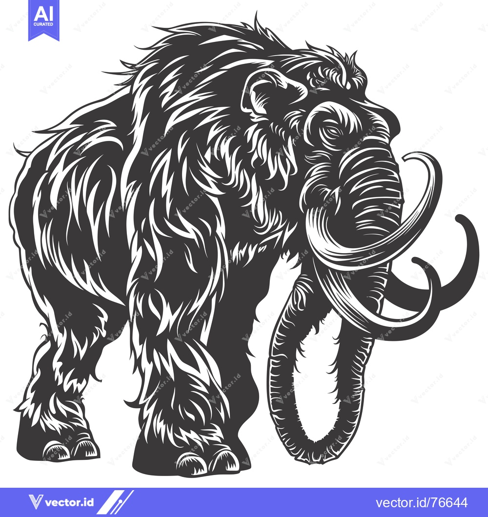 Premium Vector of A Black and White Illustration of a Woolly Mammoth