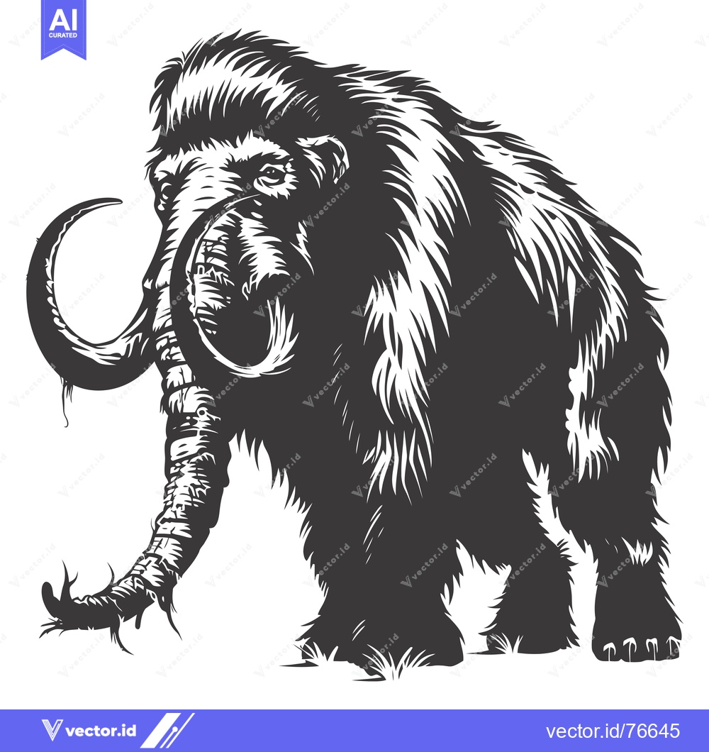 Premium Vector of A Woolly Mammoth with Large Tusks and Fur