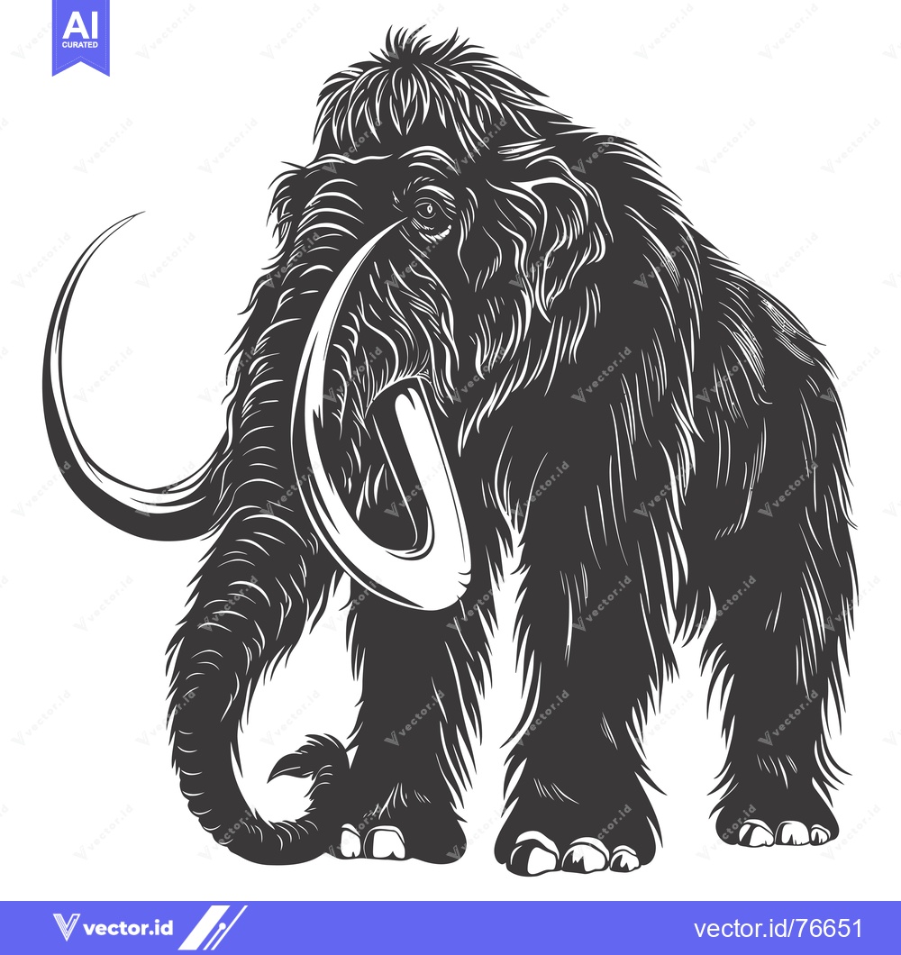 Premium Vector of A Detailed Line Drawing of a Woolly Mammoth