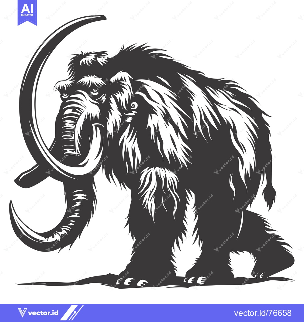 Premium Vector of A Black and White Illustration of a Woolly Mammoth