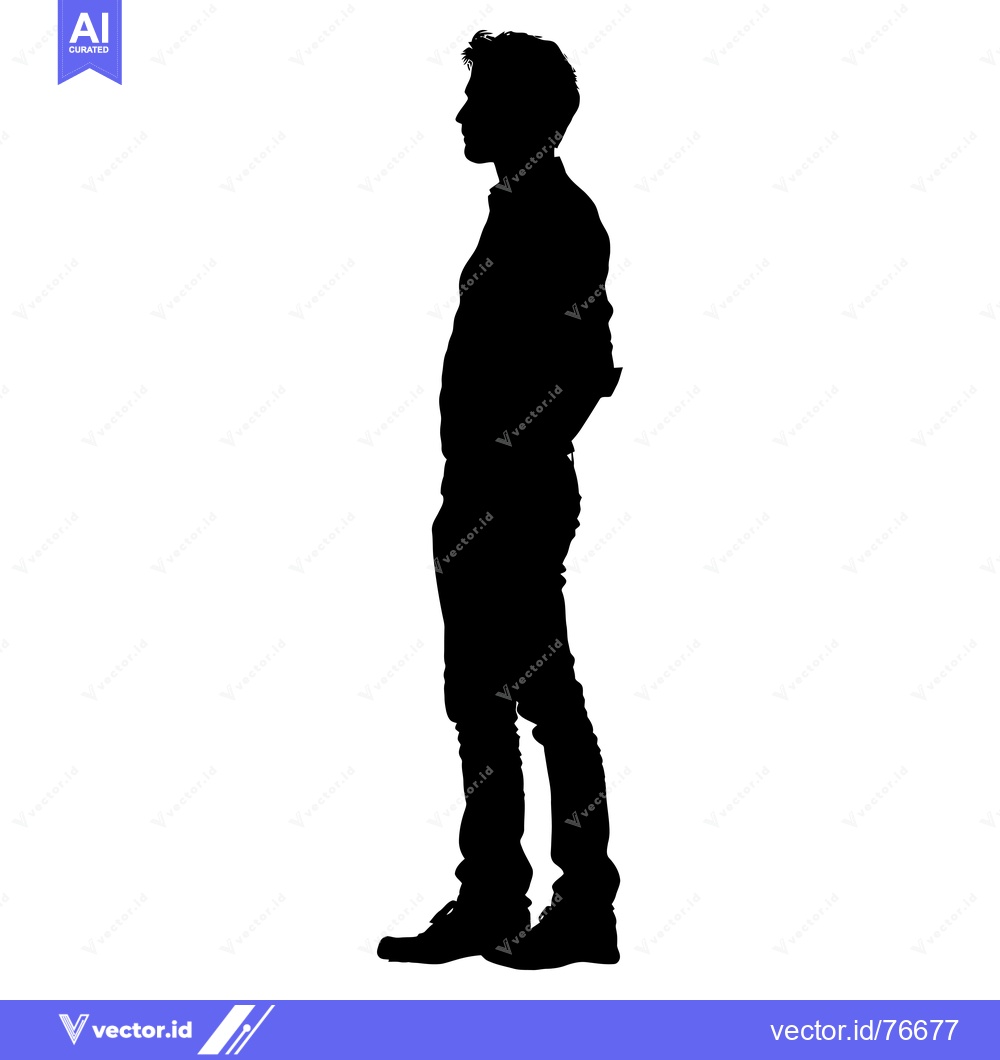 Premium Vector of Silhouette of a man standing with his hands in his pockets