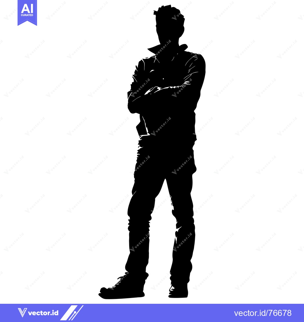 Premium Vector dari Silhouette of a Man Standing with Arms Crossed