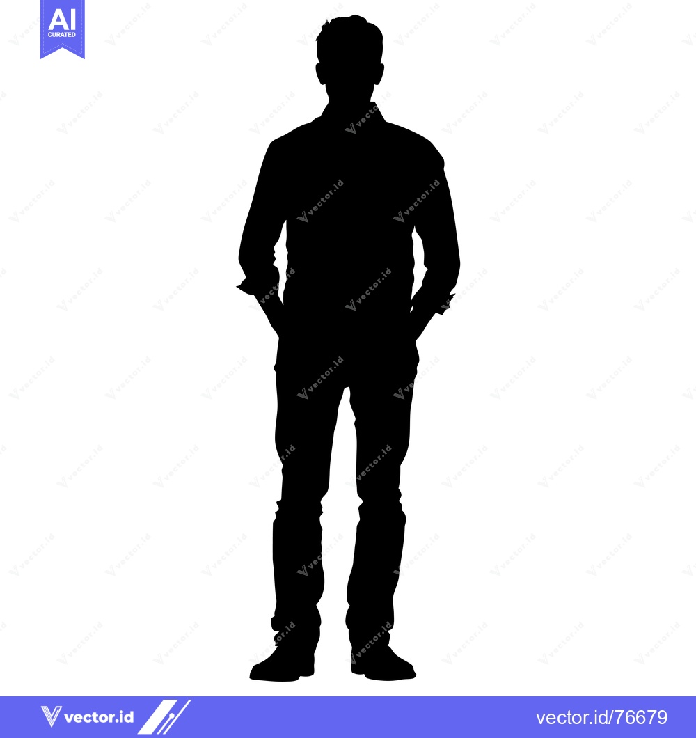 Premium Vector of Silhouette of a Man Standing with Hands in Pockets