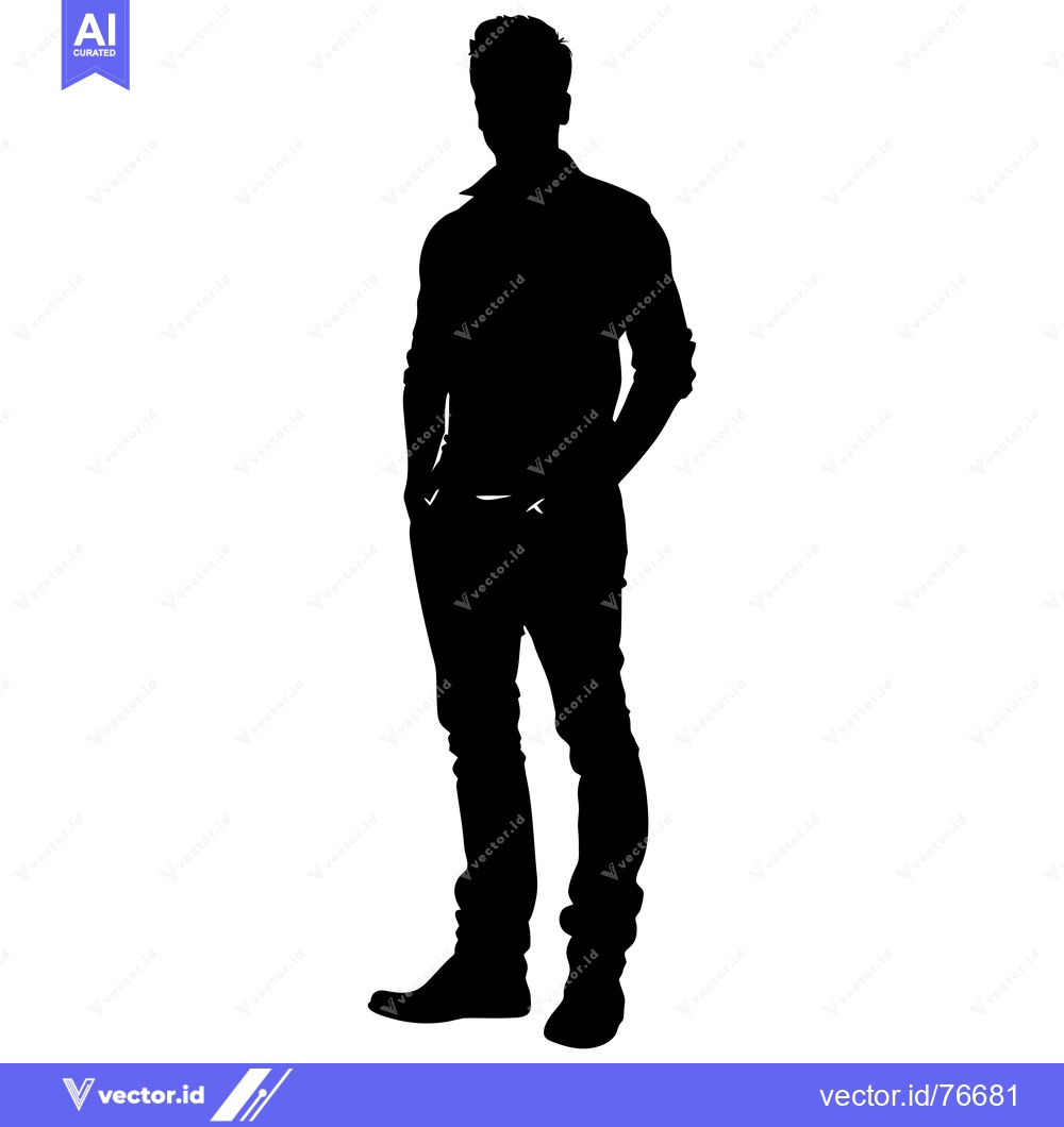 Premium Vector dari Silhouette of a Man Standing with Hands in Pockets