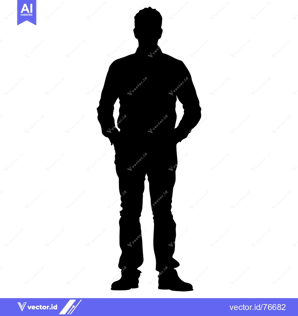 Premium Vector of Silhouette of a Man Standing with Hands in Pockets