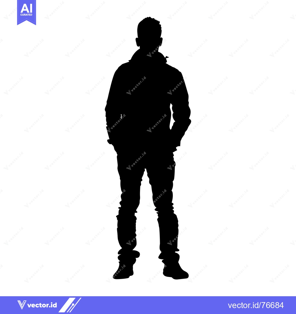 Premium Vector dari Silhouette of a Man Standing with Hands in Pockets