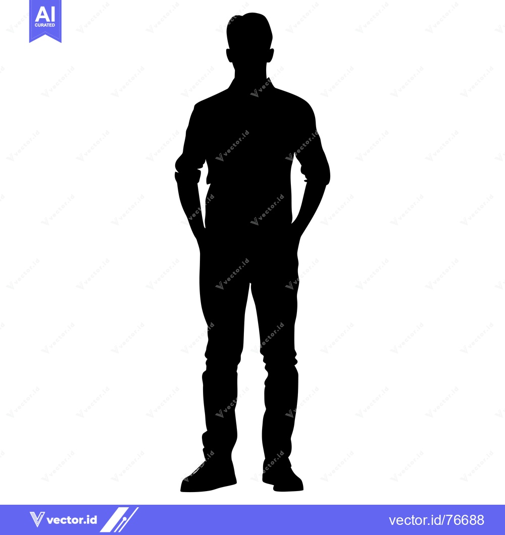 Premium Vector dari Silhouette of a Man Standing with Hands in Pockets