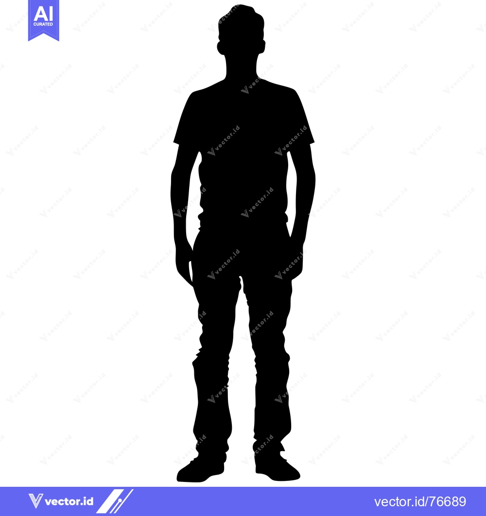 Premium Vector of Silhouette of a Man in Casual Clothing Standing with Hands in Pockets