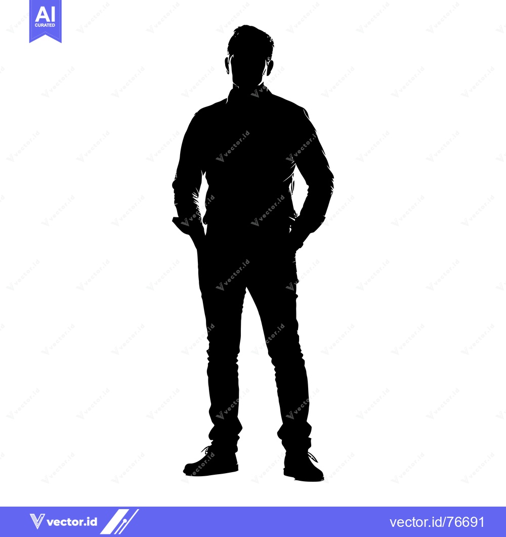 Premium Vector of Silhouette of a Man Standing with Hands in Pockets
