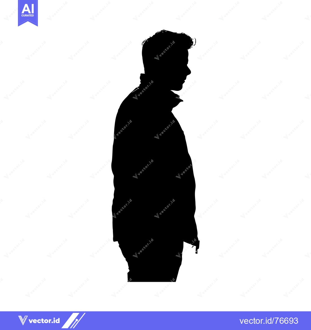 Premium Vector dari Silhouette of a Man in a Jacket Standing Alone