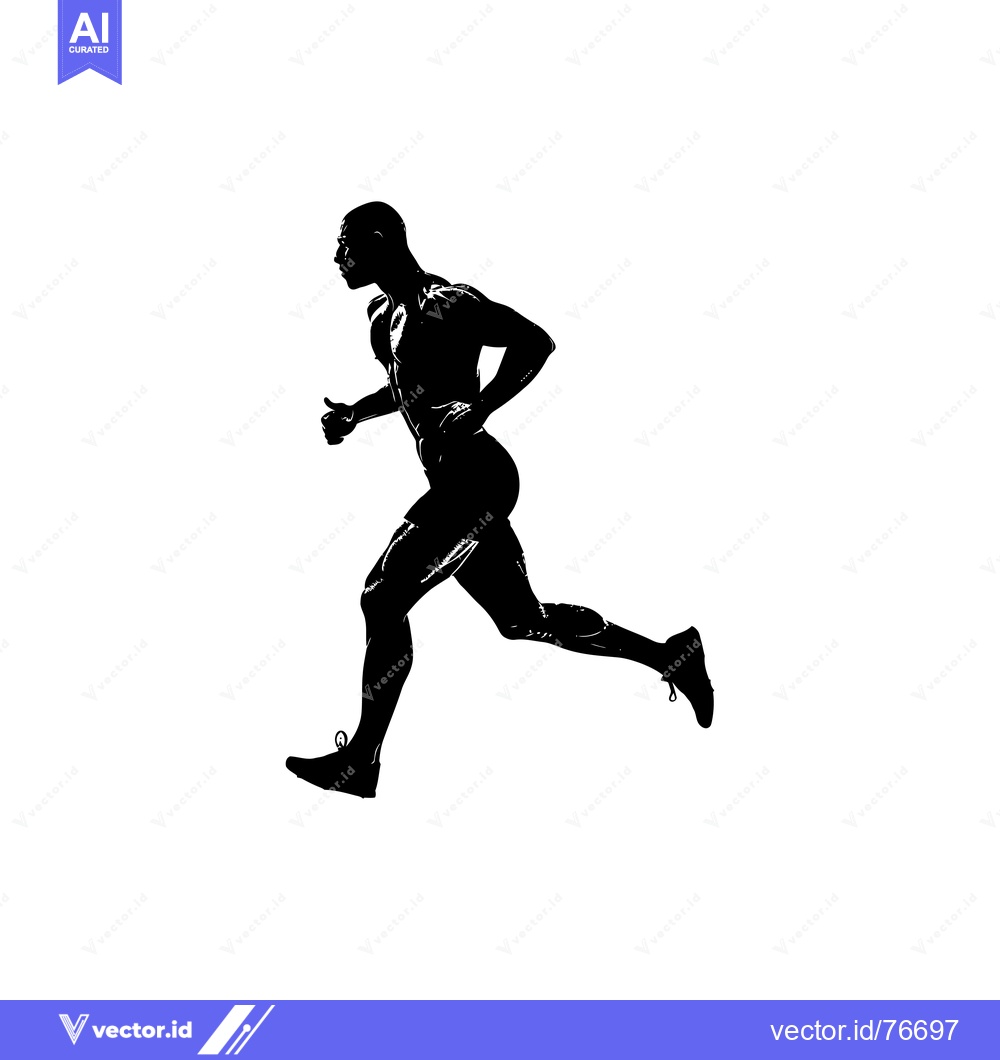 Premium Vector dari Silhouette of a Muscular Man Running in Mid-Stride