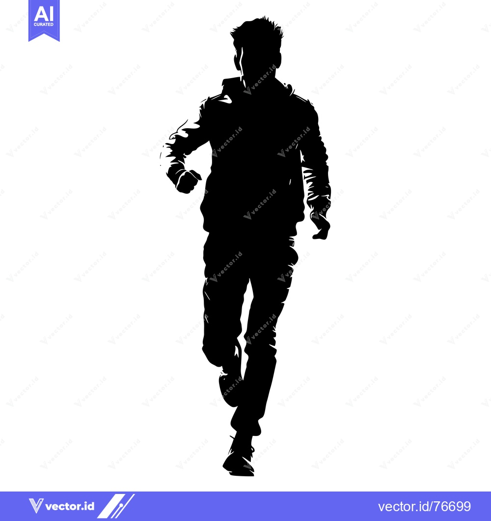 Premium Vector dari Silhouette of a Man Running Forward