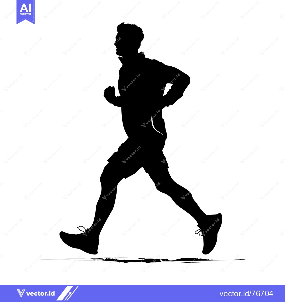 Premium Vector of Silhouette of a Man Running in Motion