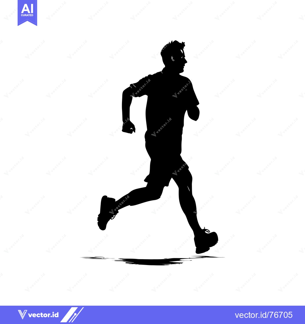 Premium Vector dari Silhouette of a Man Running with a Swept Back Hair Style